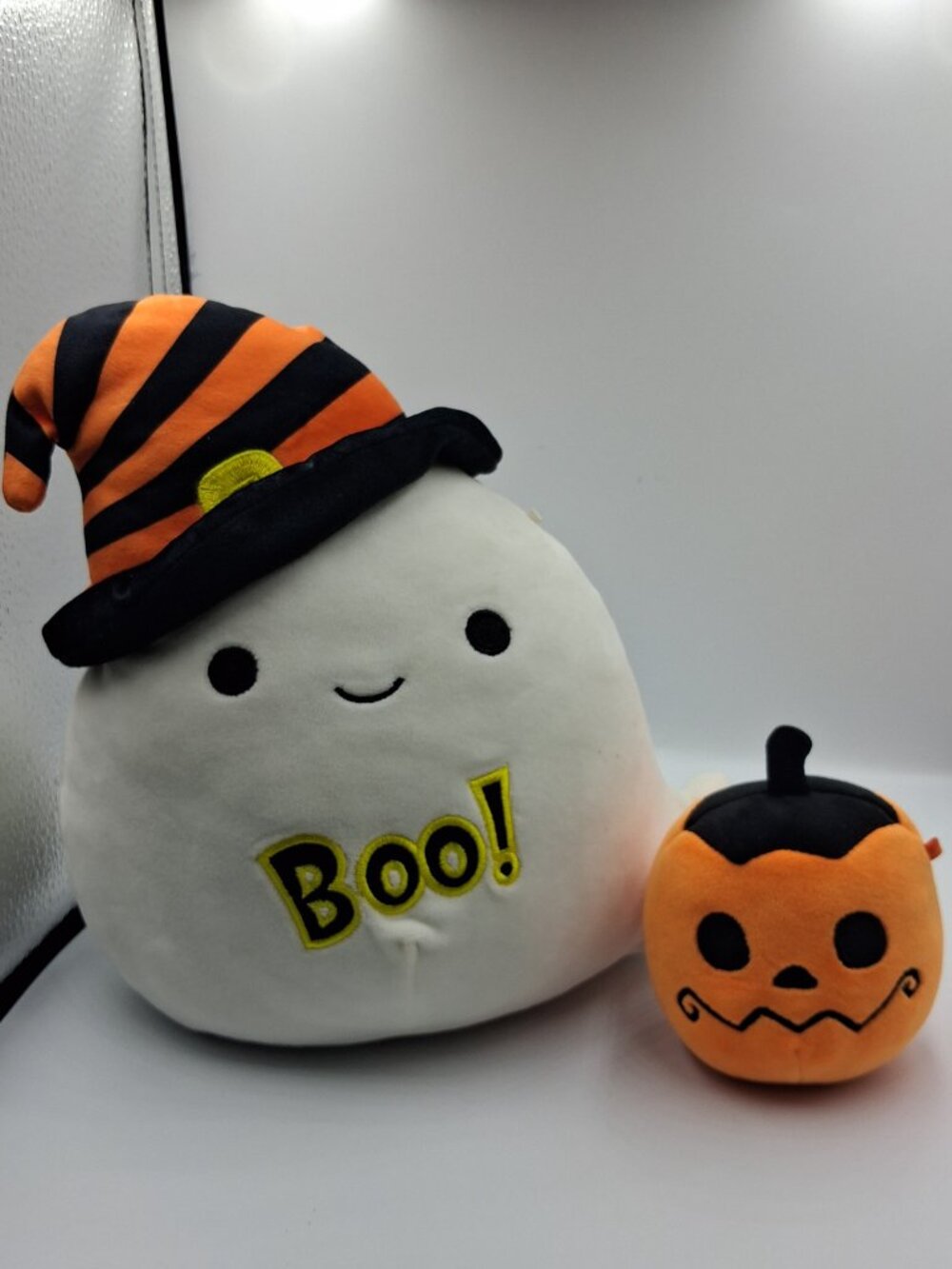 Halloween BOO! Squishmallow Ghost w/Black & Orange Witch Hat 10" Plush Doll & Mi